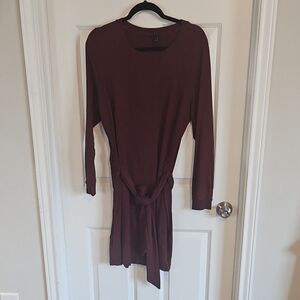 Torrid Brown Long Sleeve Tie Front Sheath Dress